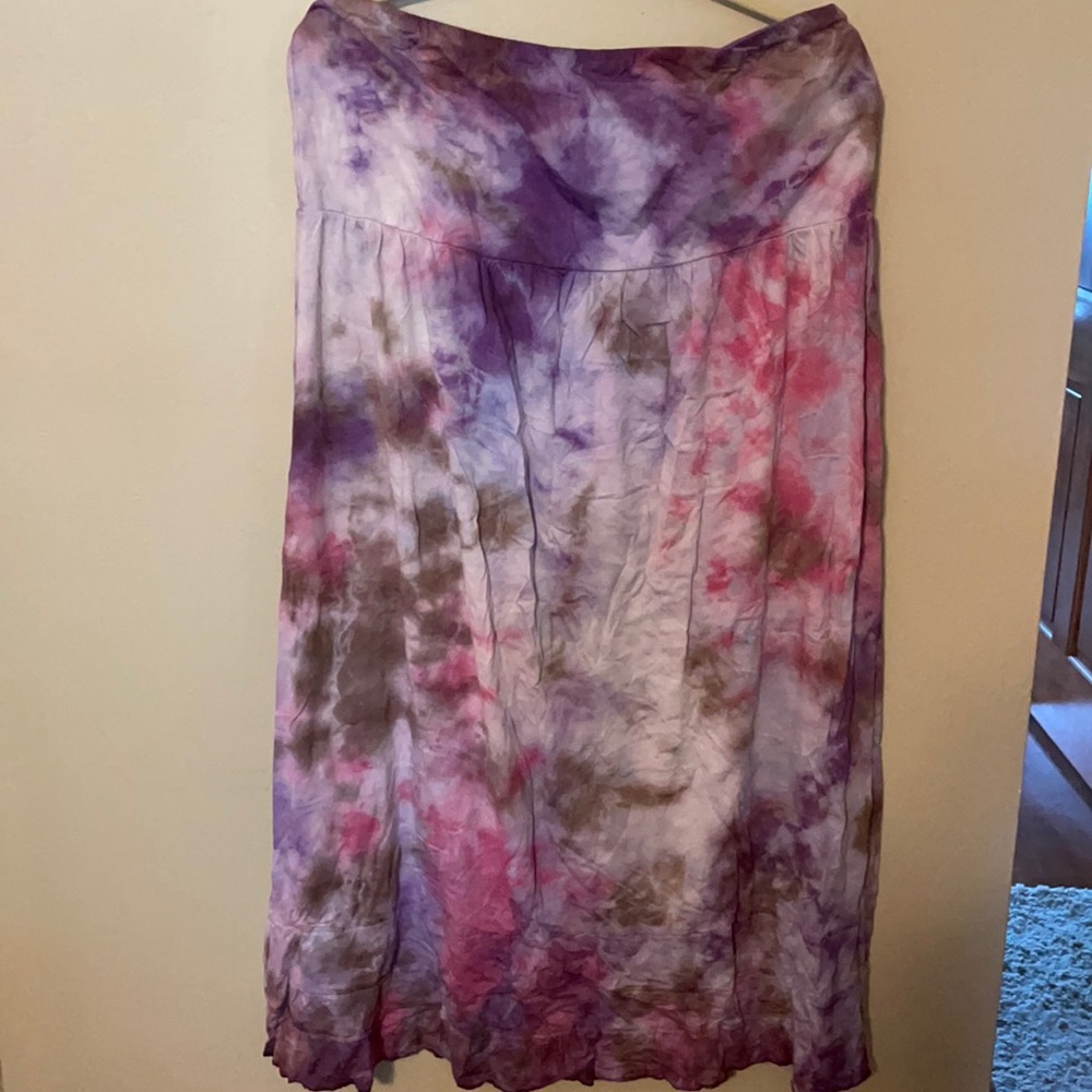 Lucky tie-dye strapless knee length dress - xl